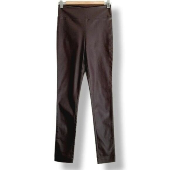 DECJUBA Stevie Wetlook Crop Pant Coated Pull-on Leging Burgundy Brown Sz 6 - Picture 3 of 13